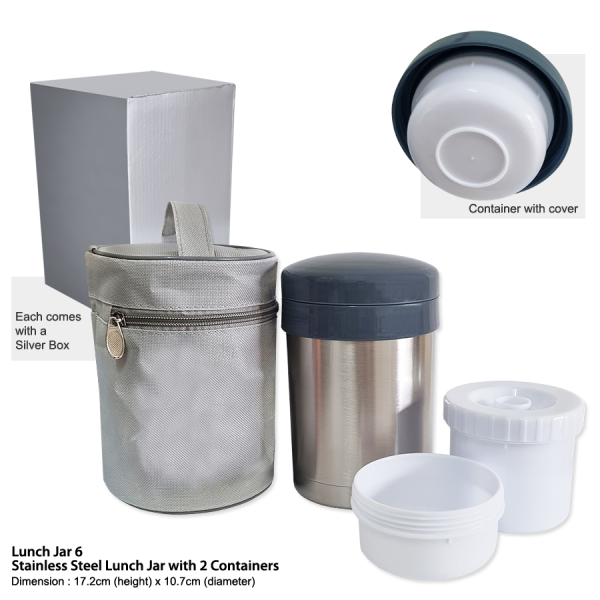 Stainless Steel Lunch Jar with 2 Containers